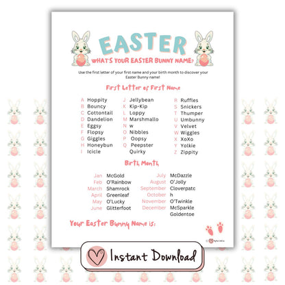 What's Your Easter Bunny Name Game