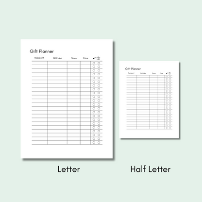 Gift Planner PDF Printable. A4, A5, Letter & Half Letter sizes. Print or use in a note taking App. - #shop_name - Gift Planner PDF Printable. A4, A5, Letter & Half Letter sizes. Print or use in a note taking App. - Big Heart Little Star -  - 