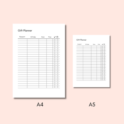 Gift Planner PDF Printable. A4, A5, Letter & Half Letter sizes. Print or use in a note taking App. - #shop_name - Gift Planner PDF Printable. A4, A5, Letter & Half Letter sizes. Print or use in a note taking App. - Big Heart Little Star -  - 