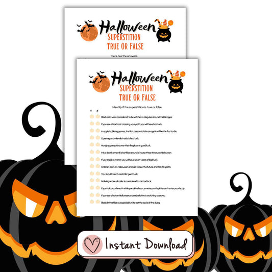 Halloween Superstitions True Or False Game - #shop_name - Halloween Superstitions True Or False Game - Big Heart Little Star -  - 