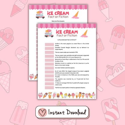 Ice Cream Party Games Bundle For Kids And Teens - 12 Games - #shop_name - Ice Cream Party Games Bundle For Kids And Teens - 12 Games - Big Heart Little Star -  - 