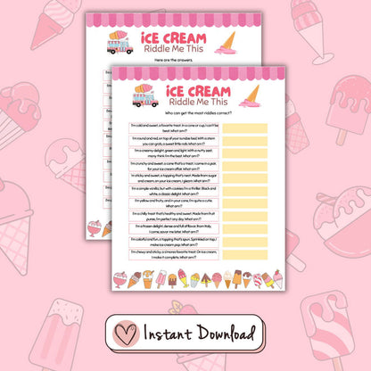 Ice Cream Party Games Bundle For Kids And Teens - 12 Games - #shop_name - Ice Cream Party Games Bundle For Kids And Teens - 12 Games - Big Heart Little Star -  - 
