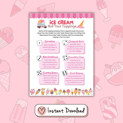 Ice Cream Party Games Bundle For Kids And Teens - 12 Games - #shop_name - Ice Cream Party Games Bundle For Kids And Teens - 12 Games - Big Heart Little Star -  - 