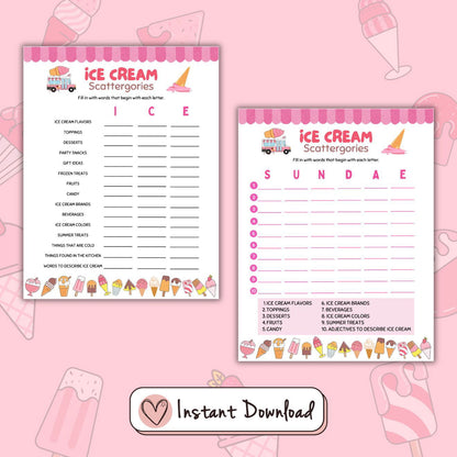 Ice Cream Party Games Bundle For Kids And Teens - 12 Games - #shop_name - Ice Cream Party Games Bundle For Kids And Teens - 12 Games - Big Heart Little Star -  - 