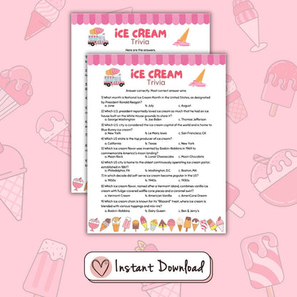 Ice Cream Party Games Bundle For Kids And Teens - 12 Games - #shop_name - Ice Cream Party Games Bundle For Kids And Teens - 12 Games - Big Heart Little Star -  - 