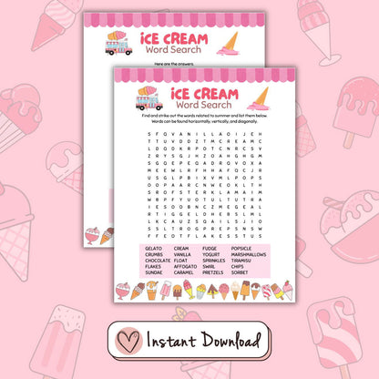 Ice Cream Party Games Bundle For Kids And Teens - 12 Games - #shop_name - Ice Cream Party Games Bundle For Kids And Teens - 12 Games - Big Heart Little Star -  - 