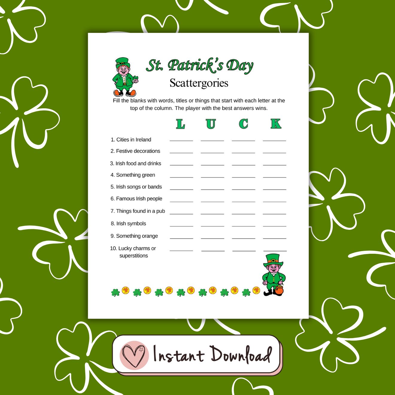 17 x St. Patrick's Day Games & Activities Bundle