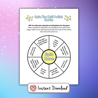 Printable Slumber Party games for teen girls. Nail Polish Game. 