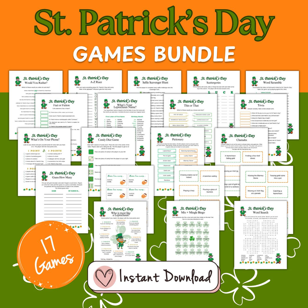 St. Patrick's Day Games Bundle – 17 Printable Activities for All Ages ...