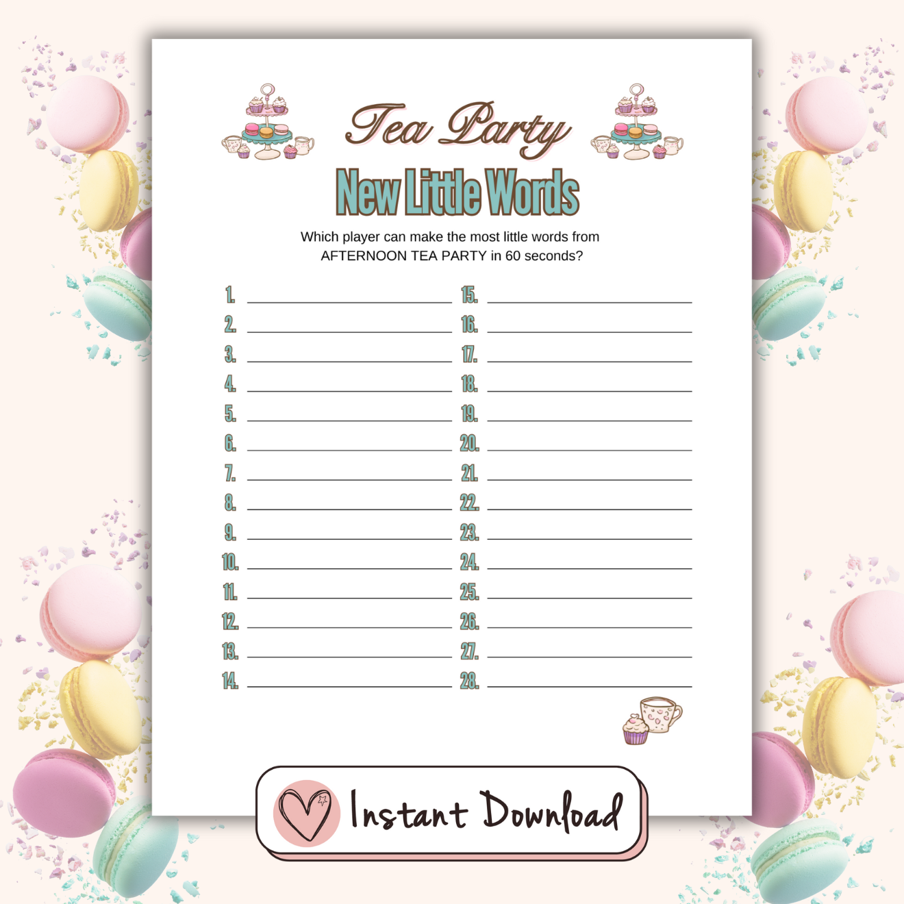 8 x vintage style tea party games bundle for teens – big heart