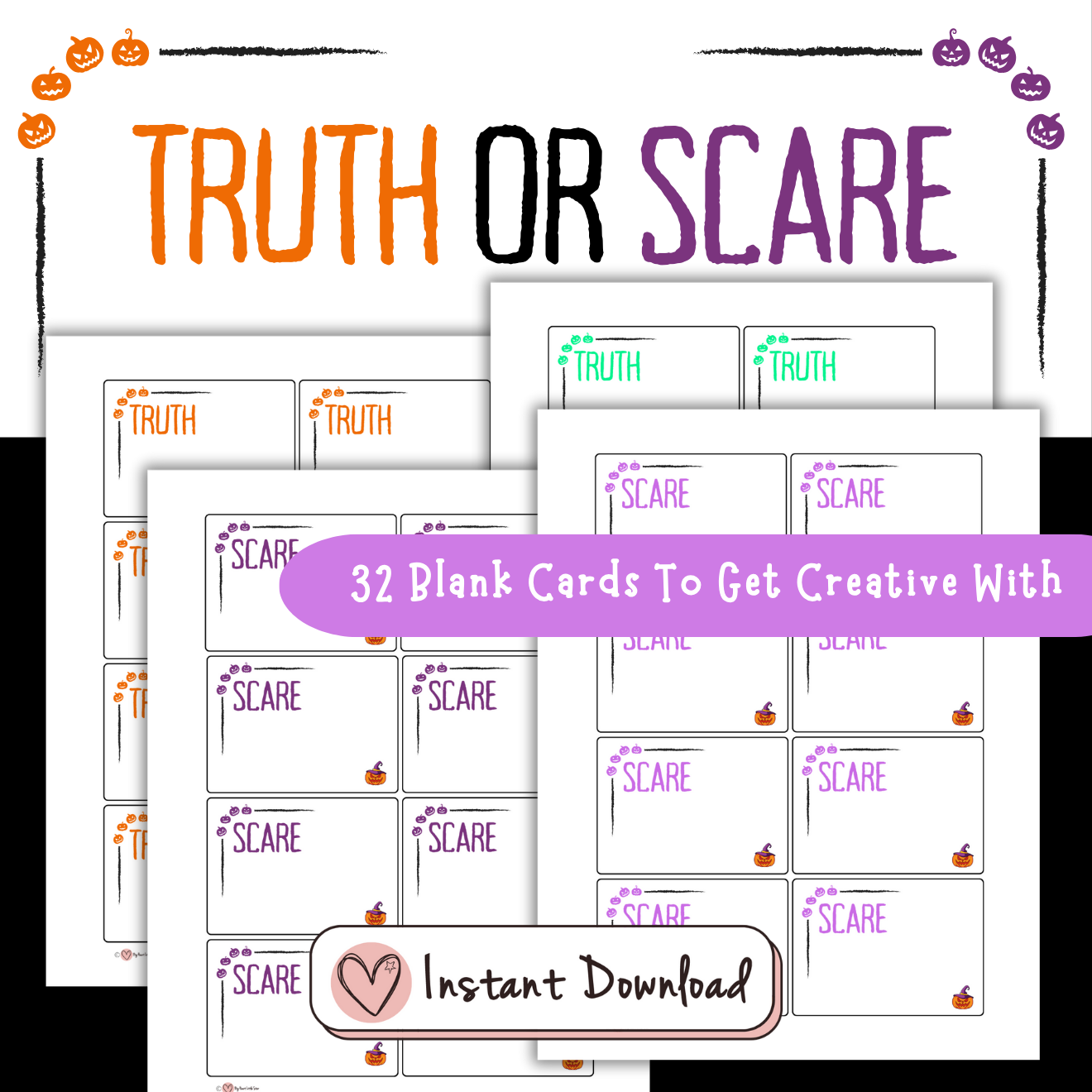 Halloween Truth Or Scare Cards Printable Game