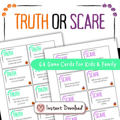 Halloween Truth Or Scare Cards Printable Game