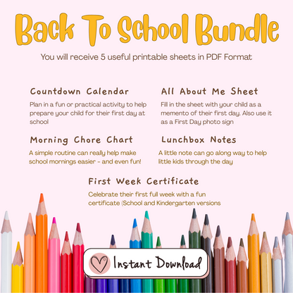 Back to School Preparation Bundle Printable Pack