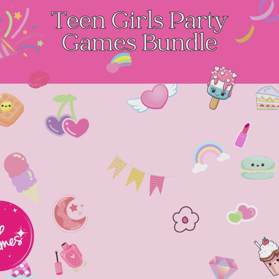 16 Teen Girls Party Games Bundle of printable fun games for birthday parties