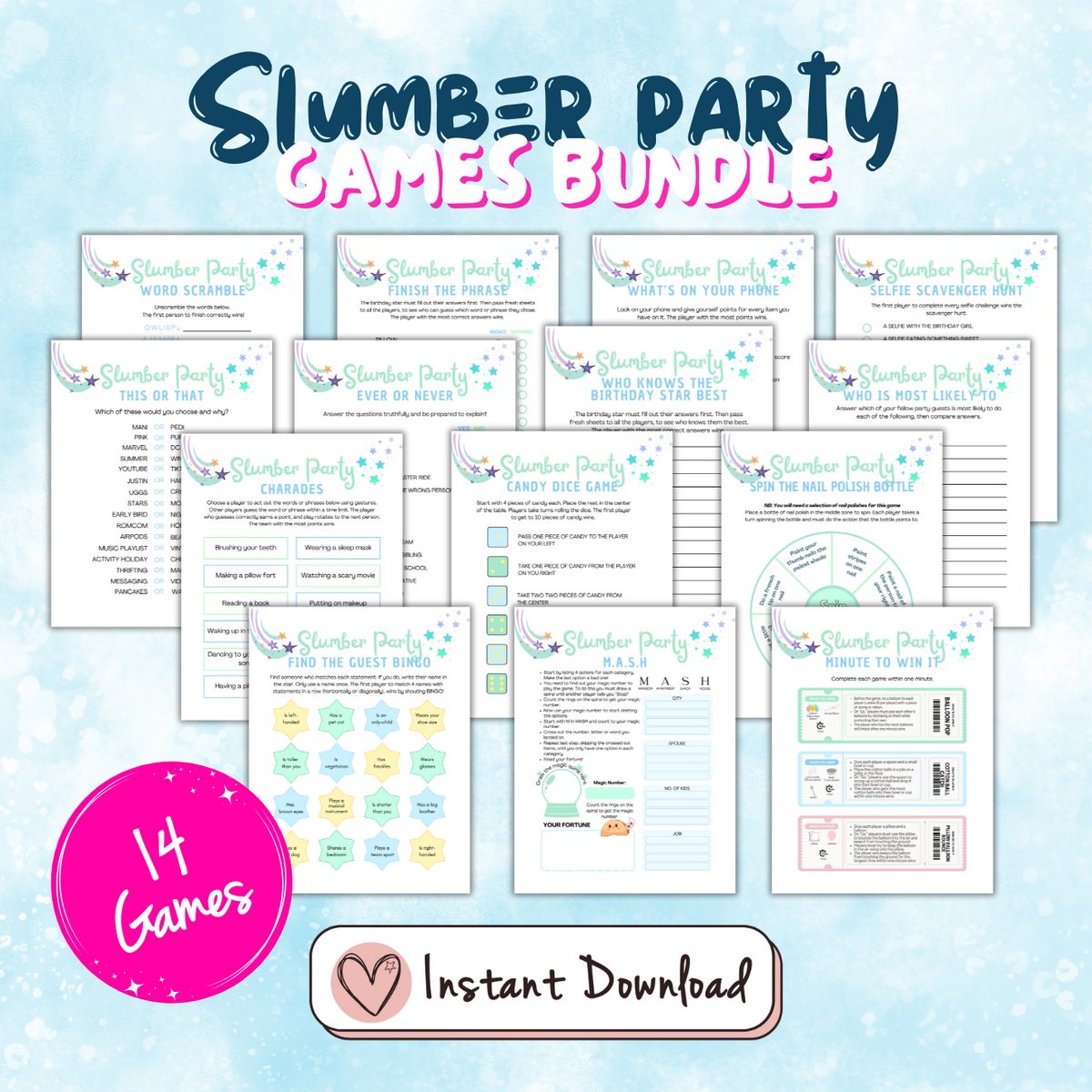 Slumber Games Slumber Party Games for Teens – 14 Printable Sleepover Games – Big ...